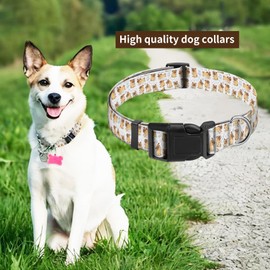 JYCardPKT Dog Collar, Adjustable Funny Pet Collar with Quick Release Durable Buckle, Cute Collars for Medium Large Dogs, Cute Pug Pattern
