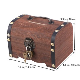 VORCOOL Retro Wooden Treasure Chest Storage Box Wooden Money Storage Box Piggy Bank with Lock and Key Gift for Children Adults