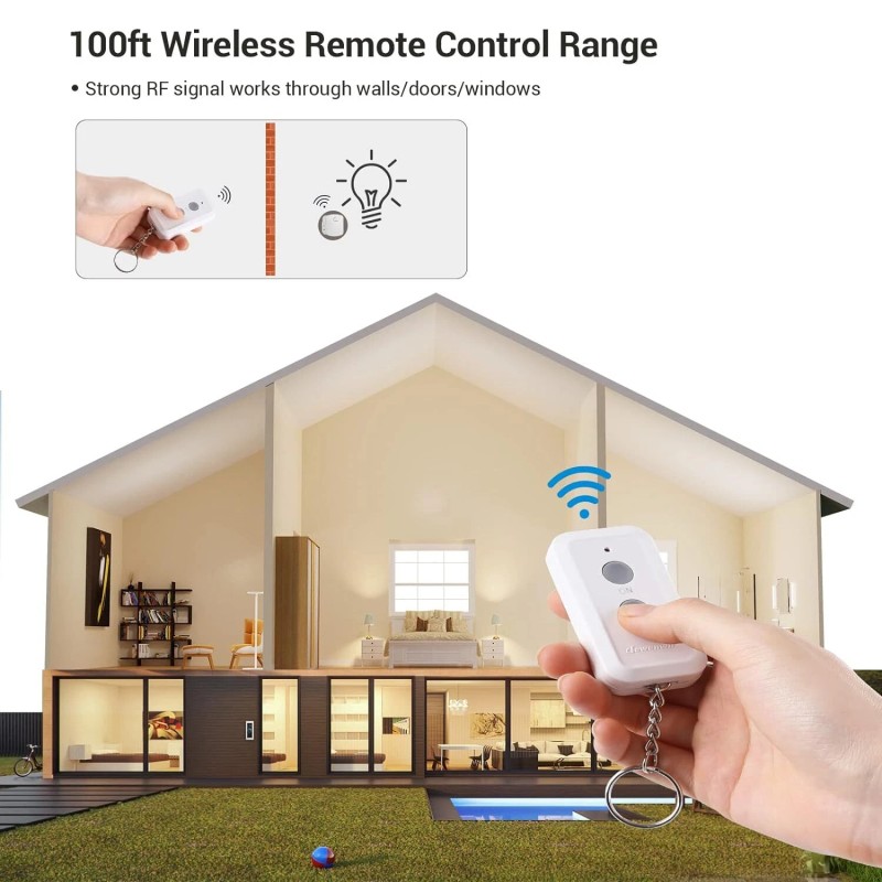 DEWENWILS Wireless Remote Control Outlet Plug Easy Setup 100Ft Range