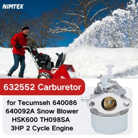 NIMTEK 632552 Carburetor W/Primer Bulb Fuel Filter For Tecumseh 640086 640086A 632641 Toro 38172 38175 38182 38195 Snowblower 3HP 2 Cycle Engine