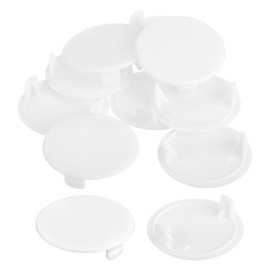 sourcing map 10Pcs Hinge Hole Covers, 35mm(1-3/8") Dia Plastic Concealed Hole Cover Round Flush Type Caps for Furniture Cabinet Cupboard, White