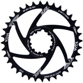 YBEKI Bicycle Chainring 30T 32T 34T 36T 38T Narrow Wide Round Chainrings for GXP XX1 X9 XO X01 CNC Offset 3 mm 6 mm (Black 3 mm Offset, 36T)