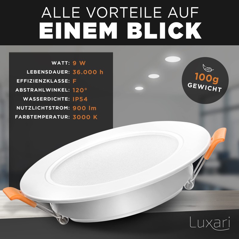 Luxari LED Recessed Spotlight 230 V Flat [Set of 6