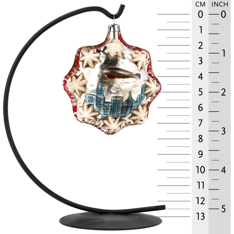 Marolin Glass Ball Zeppelin Airship Over New York Patinated