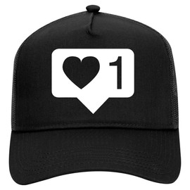 Kings Of NY Insta Likes Heart Retro Adult 5 Panel Mesh Trucker Hat Black