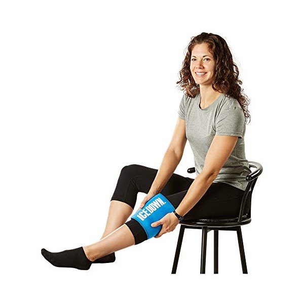 ICE DOWN Medium (7"x31") Reusable Neoprene Ice Pack Wrap with Extender and Back Ice Pack, Compression and Cold Therapy for Back Pain, 7"x10" Extender