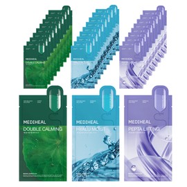 Mediheal Daily Solution Mask Pack 3-Piece Set, 30 Sheets, 4 Packs / 메디힐 데일리 솔루션 마스크팩 3종 세트, 30매, 4개