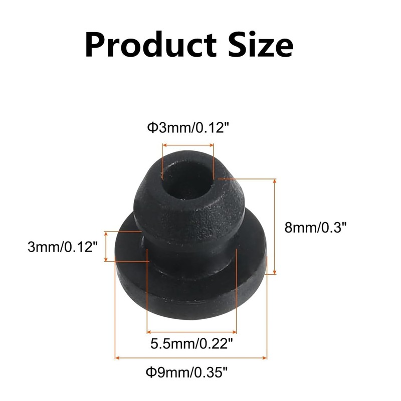 10Pcs Snap Rubber Grommet Hole Plug Mount Dia 6.5mm ID