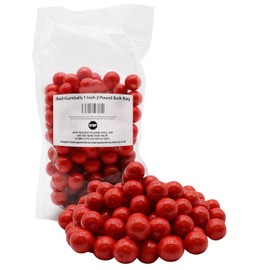 Red Gumballs 1 Inch 2 Pound Bulk Bag-For Office Events, Birthday Parties Or Bar Mitzbahs Or Quinceneara's