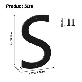 4 Inch House Numbers and Metal Letters for Outdoor Signs, House Numbers for Outside, Aluminum Address Letters and Numbers for Door, Mailbox, Garden, Perfect for Home or Office (Letter S)