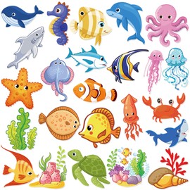 24 Pcs Cruise Door Decorations Magnetic Ocean Animal Cruise Door Magnets Funny Cruise Ship Door Decorations Sea Animal Car Magnets Decals Cute Turtle Crab Fridge Decor for Carnival Refrigerator Door