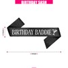 PartyForever Birthday Baddie Sash – Black Glitter Sash with Silver