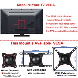 VideoSecu Tilt TV Monitor Wall Mount Bracket with Removable Mount Adaptor for Most 17"-39" LED, LCD Flat Screen TV and Monitors up to VESA 200x200/200x100mm Loading 40 LBS ML34B BA8