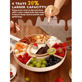 LUSHYUM Chocolate Fondue Pot Set Electric Melting Machine, 4-Cup Capacity 4 Trays 5 Forks 1 Spatula Cheese Warmer, Ideal Gift for Couple Family & Date Night Idea House Warming Holidays Essentials