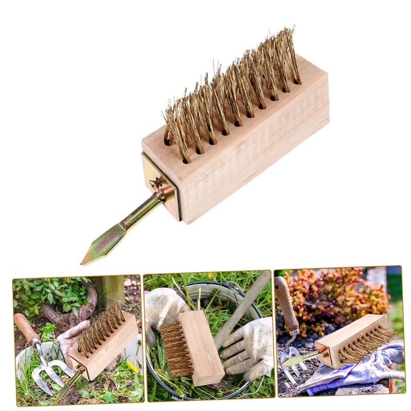 TEHAUX Steel Wire Brush Grass Removal Tool Durable Scrub Brush