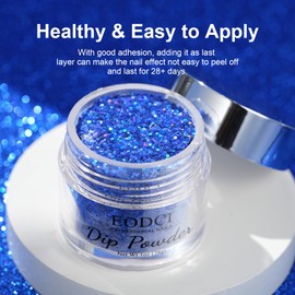 EODCI Dipping Powder 28 g, Blue Glitter, Nail Dipping Powder, Nail Dipping Powder, French Nails Art Starter, Nail Dipping Powder Manicure Nail Art Set, No Need Nail Lamp