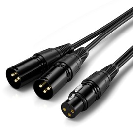 ZIWAI Dual Male XLR to Female XLR, Balanced XLR Splitter Cable XLR Splitter Cable 2 Male to 1 Female, XLR Cable 1 Female 2 Male (1, XLR F-2XLR M, 1.6Feet)