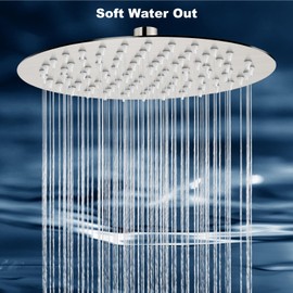 Midanya Round Rainfall Shower Head High Pressure Stainless Steel Waterfall Large Rain Shower Head Ultra Thin Design,Brushed Nickel 16 Inch