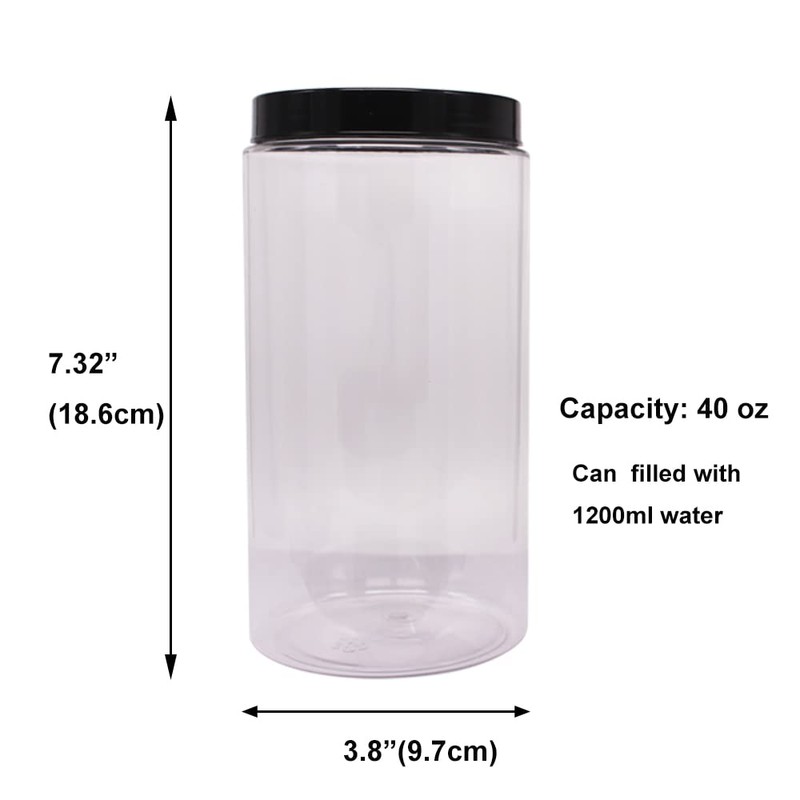 zmybcpack 6 Pack 40 oz Plastic Jars With Lids, Extra