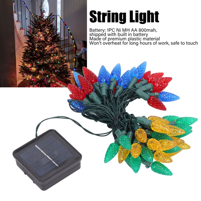 Solar Decorative Lights Strawberry Shape Waterproof Plastic Battery Box Powered