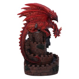 Nemesis Now Crimson Keep Backflow Incense Burner 22cm, Resin, Red Dragon on Spiral Stairway Incense Cone Burner, Holds Incense Cone, Fantasy Home Décor, Cast in the Finest Resin, Expertly Hand-Painted