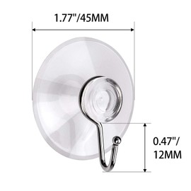 Awpeye 60 Packs Suction Cup Hooks, 1.77 Inches Universal Clear PVC Suction Cups for Shower Removable Window Suction Cups with Hooks for Kitchen Bathroom, Wall, Glass