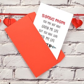 Ithmahco Bonus Mom Mother's Day Card - Funny Mothers Day Card from Stepdaughter Stepson