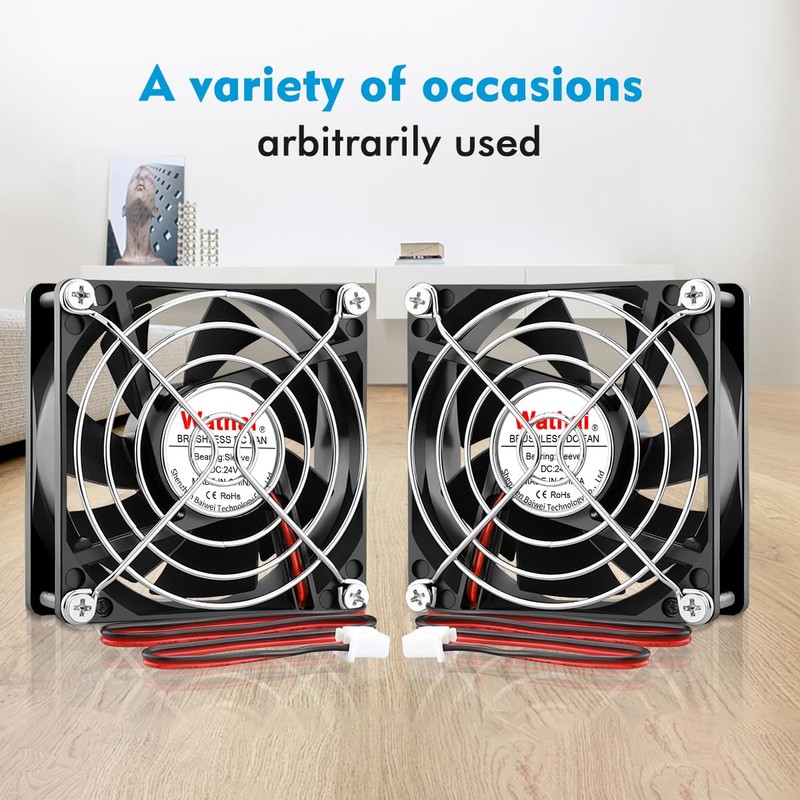 Wathai 80mm 24V DC Cooling Fan 2Pin 24Volt 80mm x