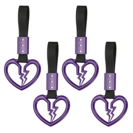 PATIKIL 4Pcs Broken Heart Shaped Car Handle Straps, Car Hanging Accessories Bumper Warning Ring Drift Charm for Auto Decor Interior Exterior Decoration, Purple