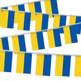 32FT Small Ukraine Pennant Flag Bunting,30 PCS Mini String Banner Stripes UkrainianDecor Rectangle for Holiday Restaurant Home Party School
