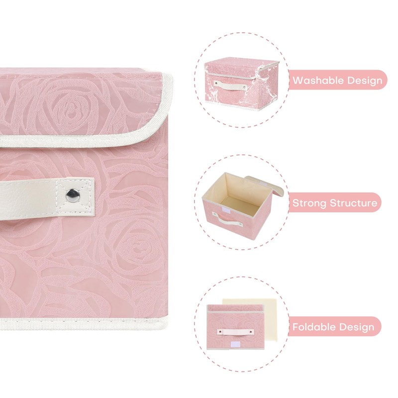 ANMINY Fabric Storage Bin with Lid Rose Print Storage Box