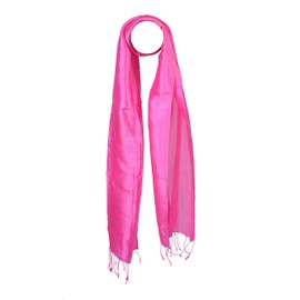 YSS Silk Scarf 1 A Quality Made in Thailand Plain (30 x 163 cm, Pink), pink