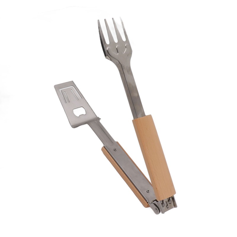 Grill Spatula Fork Tongs Durable Stainless Steel Food Tongs Multifunctional