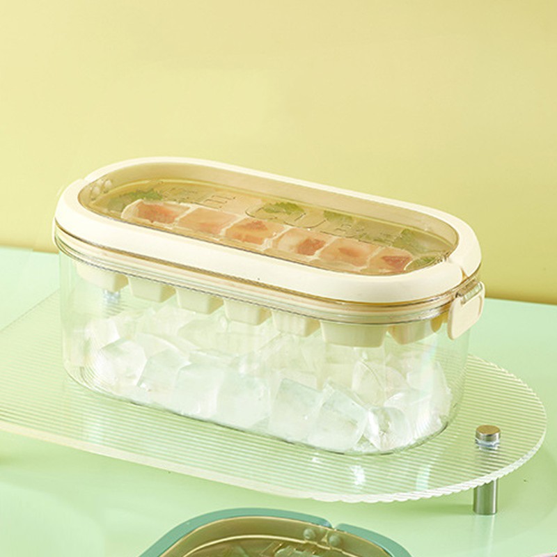 Ice Cube Tray with Lid Bin 2 Layer Ice Trays