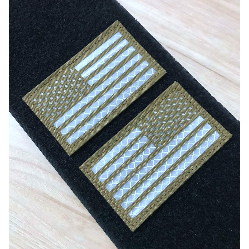 2x3.5 Reflective US USA American Flag Tactical Patches Hook-Fastener Backing