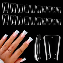 Namgznso 500PCS Duck Nail Tips, Clear Short Duck Nail Tips for Acrylic Nails Professional, Extra Short Duck Feet Flared Nail Tips Half Cover Fan Wide French False Nail Tips for Extension Nail Salon 10 Sizes
