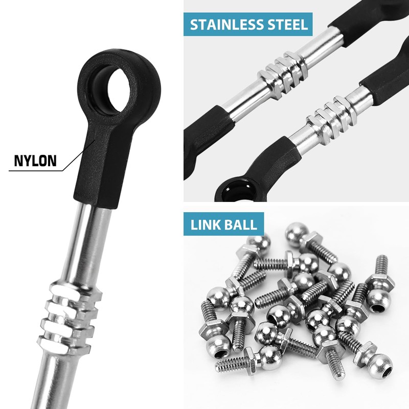 INJORA Adjustable Stainless Steel Links Set for Losi Micro-B/Micro-T
