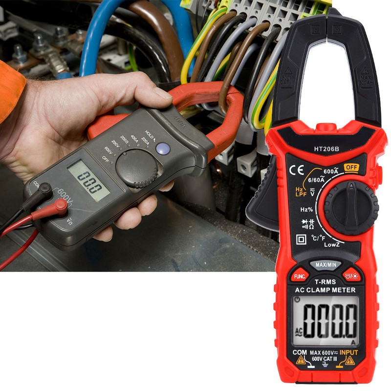 HT206 AC/DC Mini Digital Clamp Meter For Measuring Voltage AC