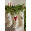 Anthropologie Chunky Knit Wool RED BOW Christmas Icon Stocking Handmade