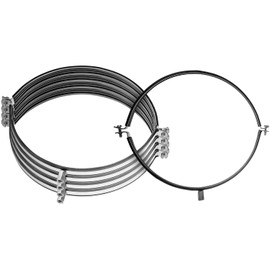 HVAC OV 8" Inch 5Pack Galvanized Steel Duct Clamp with Rubber Fitting - Metal Pipe Hanger - Rigid Tube Brackets - Conduit Wall Attachment