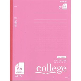 Kyokuto College Notebook, A4 Wide, A-Ruled, Pink, Set of 3
