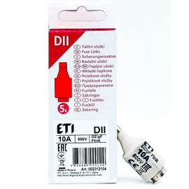 ETI 10x Safety Fuse 10A DII Ceramic Fuse Inserts Low Voltage Fuse Red