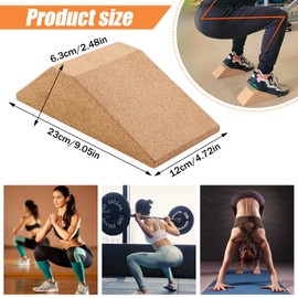 2 Pack Cork Squat Wedge Block, Non-Slip for Raised Heel, Squat Wedge, Wedge for Squats and Ankle Stretchers, Yoga, as well as Calf Block Platform for Squats, Weightlifting