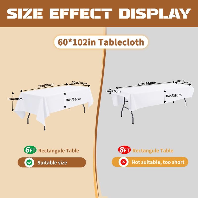 10 Pack Rectangle Tablecloth for 6ft/8ft Rectangle Tables,Polyester Tablecloth Washable