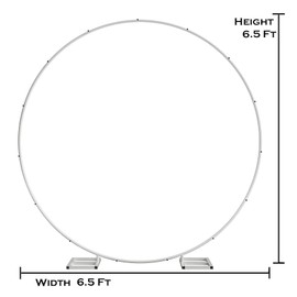 6.5FT Tall X 6.5FT Wide Metal Ring Arch for Outdoor Party Backdrop Decoration (with Ground Anchors, Screwdriver, and Instructions)