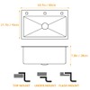 ARTLINE 16 Gauge Black Kitchen Sink, 3 Hole Stainless Steel