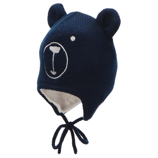 Sterntaler Unisex Children's Knitted Hat with Ties, navy