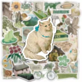 50pcs Aesthetic Green Stickers, Waterproof Die-Cut VSCO Sticker Bundle for Laptops, Water Bottles, Journals, and Scrapbooks