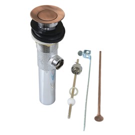 Kingston Brass KB100AC Brass Pop-Up Drain with Overflow, 22 Gauge, Antique Copper