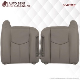 Auto Seat Replacement, 2003 2004 2005 2006 Chevy Silverado Leather Seat Cover Replacement, 2003-2007 Classic Chevy Avalanche & Silverado (Passenger Top, Medium Dark Pewter (Light Gray))